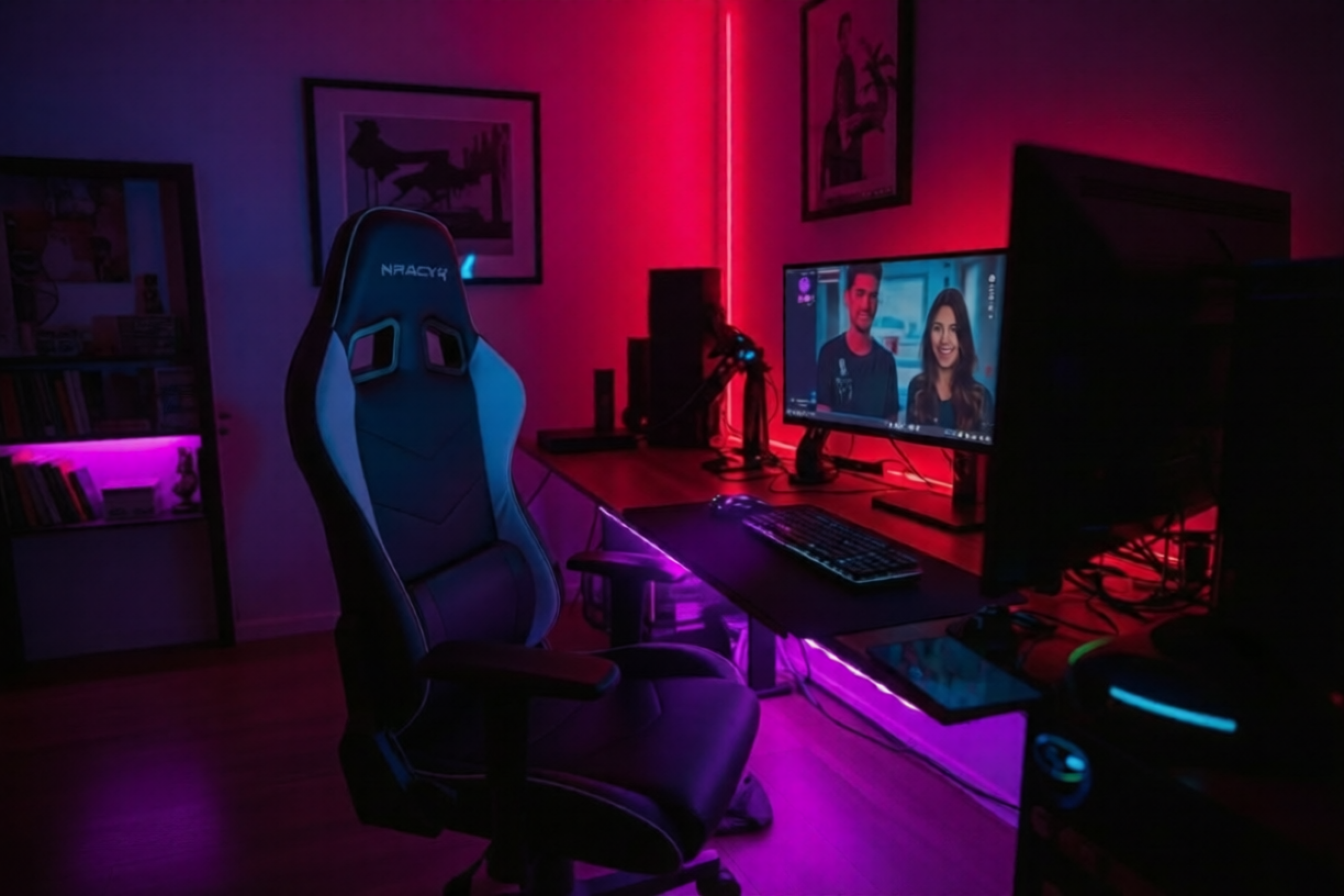 fita LED RGB em quarto gamer